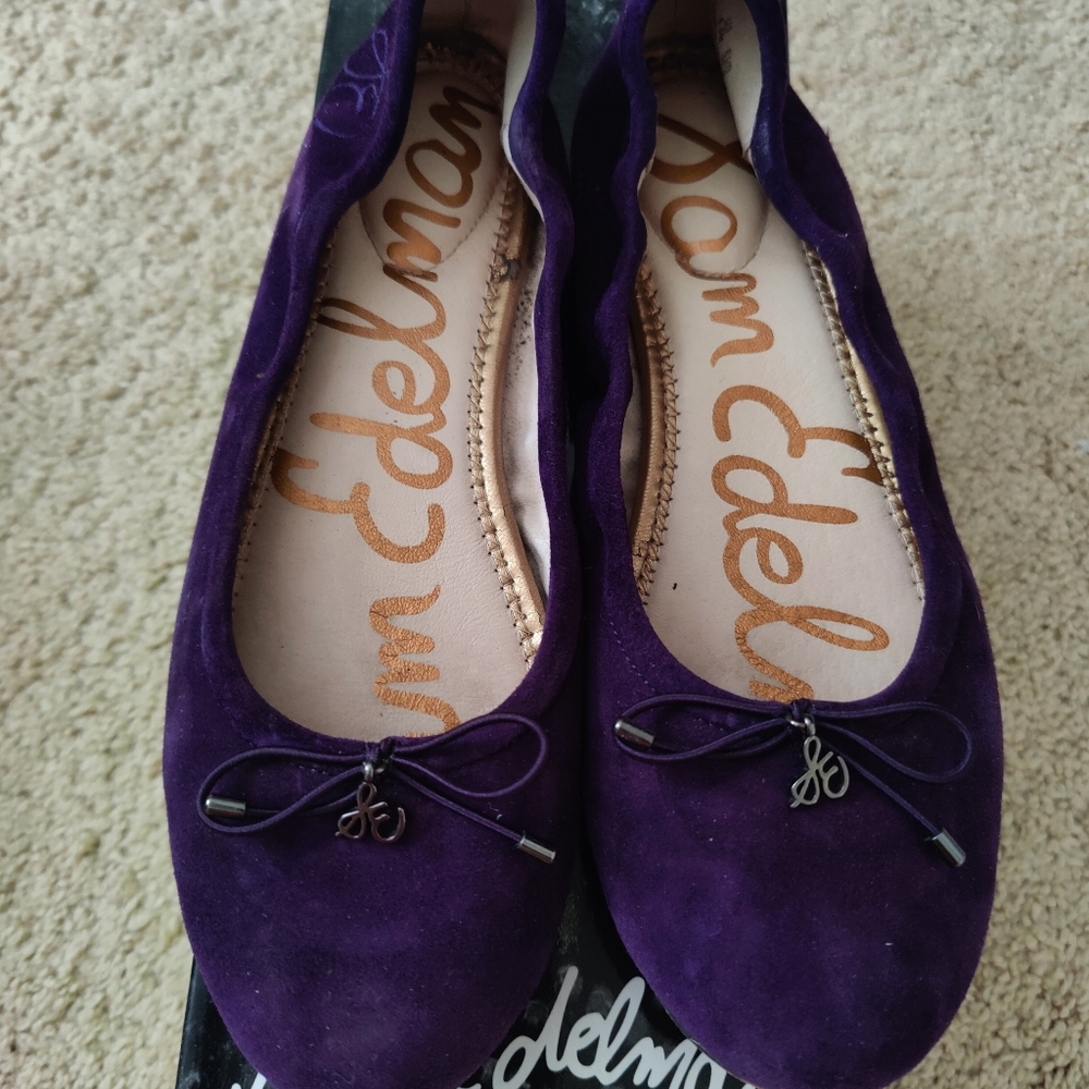 Sam Edelman Felicia Deep Purple Suede Leather Ballet Flats